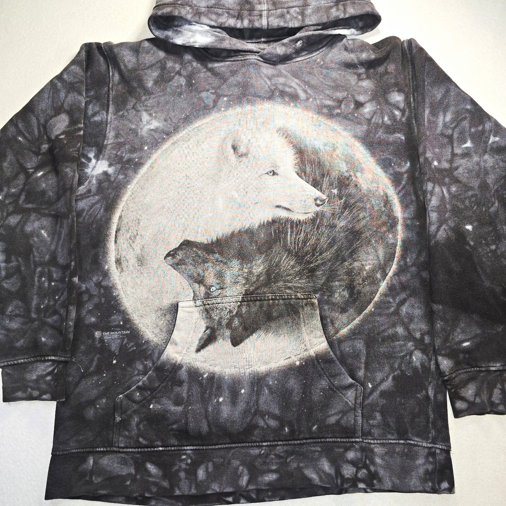 The Mountain Yin Yang Wolves Hoodie Size Small S Gray Tie Dye Distressed Retro..